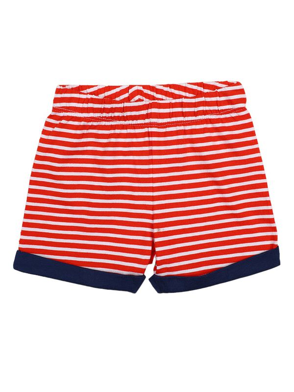 Boys White & Red Printed T-Shirt with Short Pants image number 2
